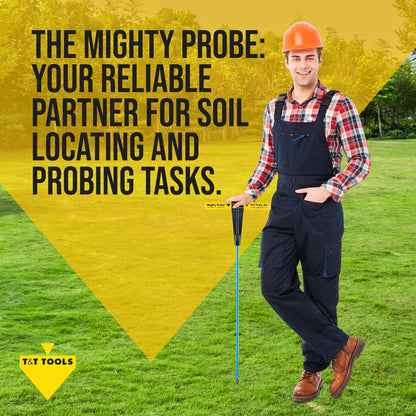 T&T Tools 36-Inch Mighty Probe Insulated Soil Probe – 3/8" Hex Rod Heavy Duty Steel T-Handle Probe for Landscaping, Utility Locating, Soil Testing & Wastewater, USA Made – 1 Pack