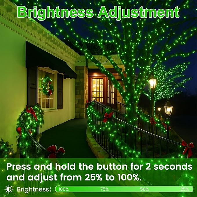 Upgraded Connectable 200 LED String Lights Indoor Outdoor, 66FT Green Halloween Lights Waterproof, 13 Modes Twinkle Fairy Lights Plug in Clear Wire for St. Patrick's Day, Bedroom, Classroom Decor