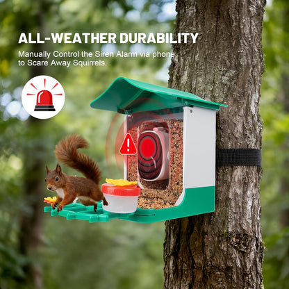 Smart Bird Feeder with Camera, 2K 3MP HD WiFi, AI Bird Species Recognition, Dual-Band 2.4G/5G WiFi, 2L Large Seed Container, IP65 Weatherproof, Solar Powered, Two-Way Audio