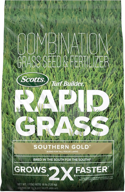 Scotts Turf Builder Rapid Grass Southern Gold Blend for Tall Fescue Lawns, Combination Seed and Fertilizer, 16 lbs.