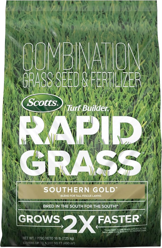 Scotts Turf Builder Rapid Grass Southern Gold Blend for Tall Fescue Lawns, Combination Seed and Fertilizer, 16 lbs.