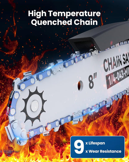 Mini Chainsaw Cordless, 8 inch & 6 inch Electric Chain Saw with 2 Pack Rechargeable Batteries, Battery Powered Handheld Saw Gardening Tools for Trees Branches Trimming Wood Cutting