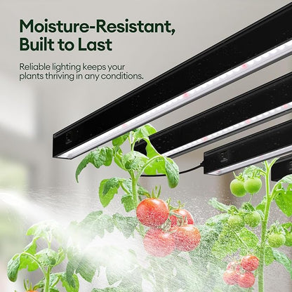 Plant Grow Lights 2FT, Red-Enhanced Full Spectrum 5000K, 60W(4 x 15W), T5 LED Grow Light Strips for Leafy Greens and Vegetables, High PPFD, Linkable, Black, 4-Pack