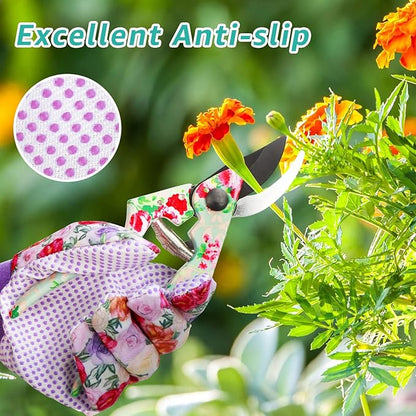 JUMPHIGH Garden Gloves for Women, Floral Gardening Gloves Ladies Soft Breathable Yard Work Glove Light Working Gloves