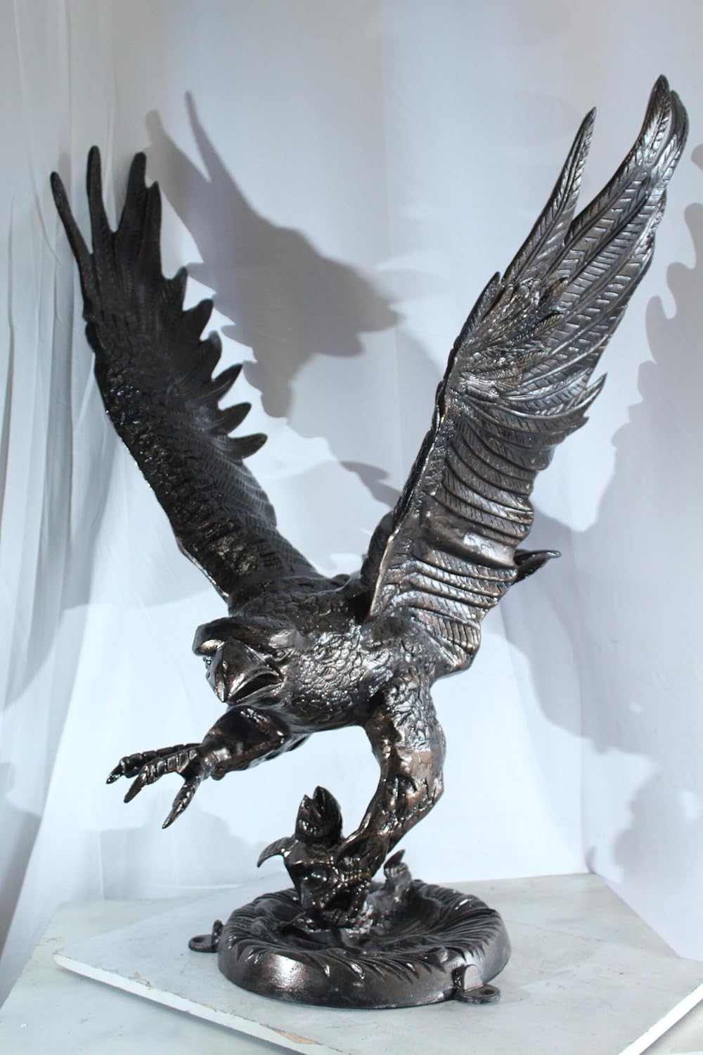 NIFAO Large Aluminum Eagle Statue with Wings Spread in Flight – Bronze-Style Wildlife Décor for Home & Garden – 40" x 35" x 51"H