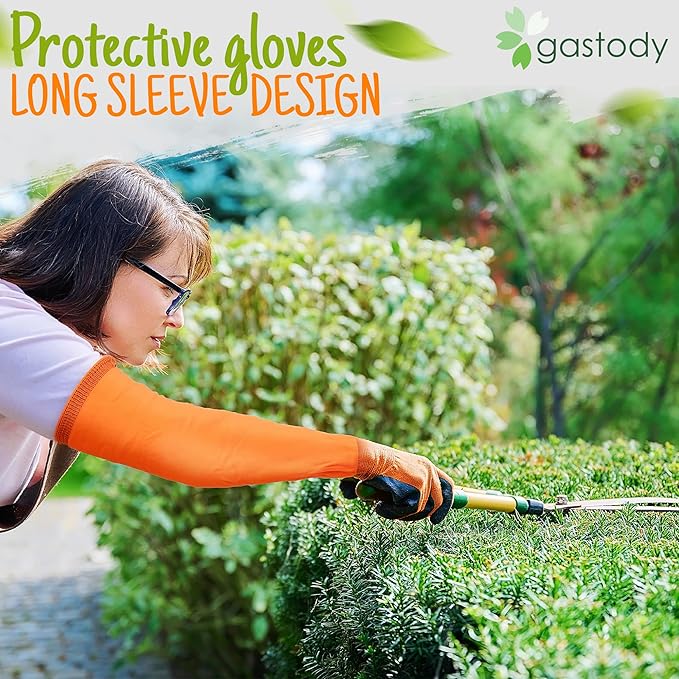 Gastody™ Long Sleeve Gardening Gloves Women and Men - Long Cuff Garden Gloves, Multipurpose Heavy Duty Outdoor and Indoor
