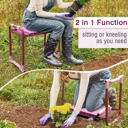 Colwelt Garden Kneeler Upgraded, Gardening Kneelers Stool with Rugged & Sturdy Steel Frame, Garden Seat and Kneeler Bench with Tool Pouch, EVA Foam Pad Protects Your Knees(Purple)