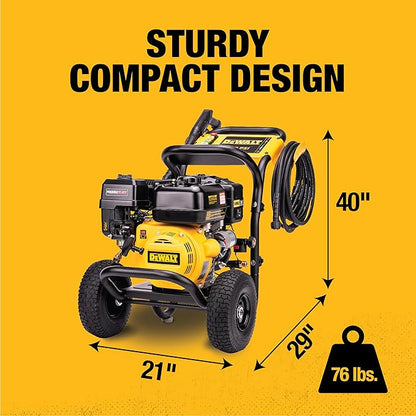 DeWalt DXPW3400PRNB-S PressuReady 3400 PSI Gas Pressure Washer with Quick Start Technology, 2.5 GPM Axial Cam Pump, 208cc Engine, Cold Water, Includes 25-Ft Hose, Nozzles, Spray Gun & Wand, 49-State
