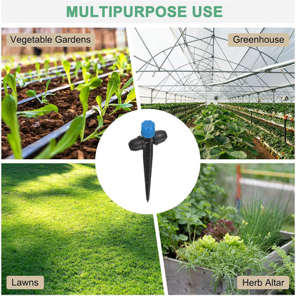 15-Pack Drip Irrigation Emitters Sprayers, Drippers on 5"/13mm Stake Adjustable 360 Degree Water Flow 8 Holes for 1/4" Drip Irrigation Tubing for Watering System [Blue, Drip]