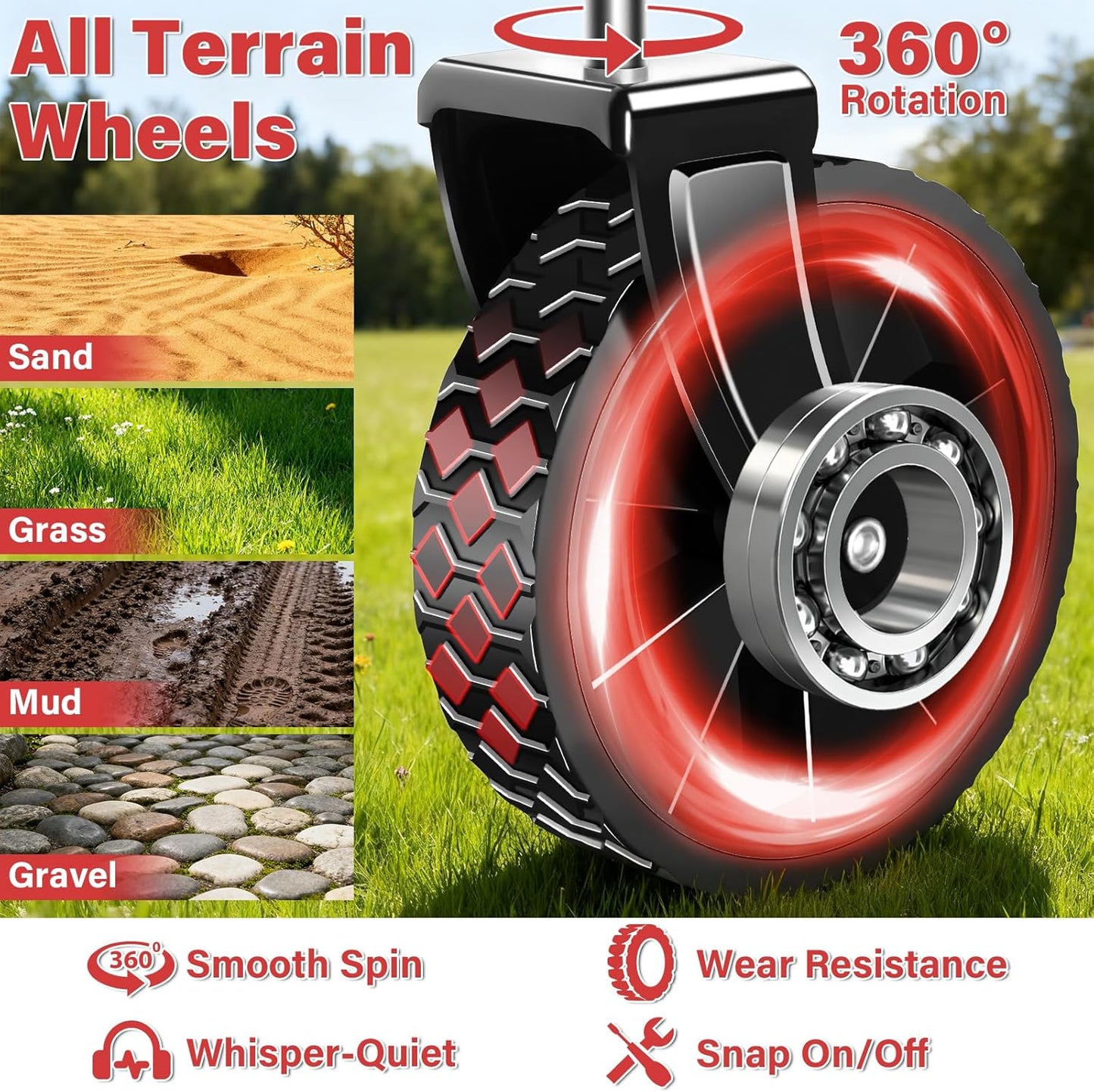 Collapsible Folding Utility Wagon Cart with Wheels, 360 Lbs Heavy Duty Outdoor Foldable Wagon with Adjustable Handle, 2 Drink Holders, Portable Wagon for Groceries, Garden, Beach, Camping, Shopping