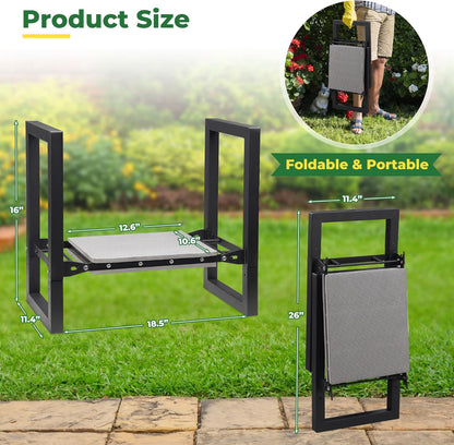 Garden Kneeler and Seat, Folding Garden Stool with 12.6" Soft Kneeling Pad for Kneeling & Sitting, Ideal Gifts for Women, Men, Seniors