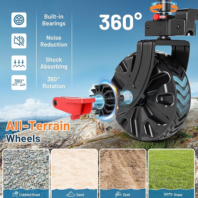 Timber Ridge 51.2" Extended Collapsible Wagon - Heavy-Duty Utility Cart with All-Terrain Wheels, Brakes & Cargo Net, 400L Capacity for Camping, Sports & Shopping, Blue