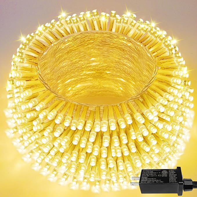 Christmas Lights Indoor Outdoor, Clear Wire 66Ft 200 LED String Lights for Bedroom, 13 Modes Twinkle Fairy String Lights for Xmas Tree Wedding Party Bedroom Garden Decorations (Warm White)