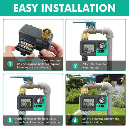 RESTMO Sprinkler Timer with Brass Inlet, Water Timer for Garden Hose, Rain Delay/Manual/Automatic for Outdoor Faucet, Drip Irrigation and Lawn Watering System
