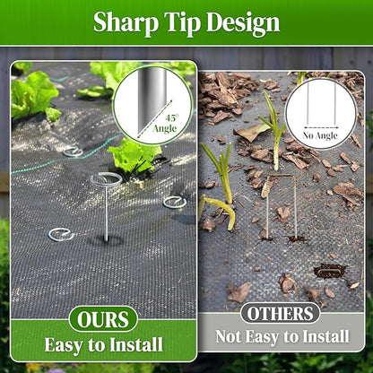 50 Pcs Landscape Fabric Pins,11 Gauge Circle Top Garden Staples, 6 inch Galvanized Landscape Fabric Stakes, Heavy Duty Yard Ground Pins for Outdoor Gardening Weed Barrier Sod