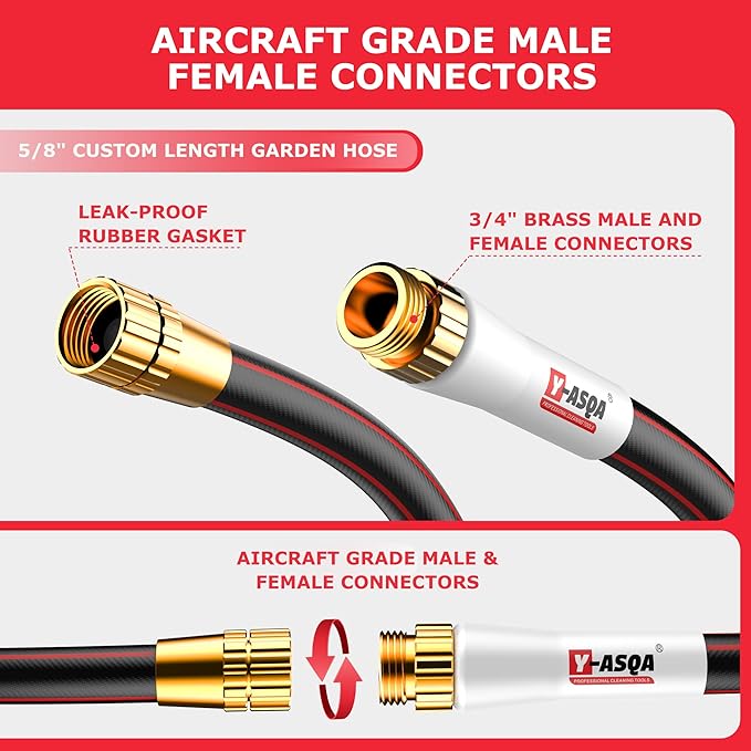 Garden Hose 75 Ft X 5/8 In. Heavy Duty Rubber Hose With Standard 3/4 Fittings Lead-in, Lightweight, Durable, Kink Free, Imitation Puncture Hose For All-weather Garden, Lawn Watering & Water Hos