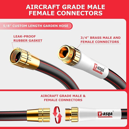 Garden Hose 75 Ft X 5/8 In. Heavy Duty Rubber Hose With Standard 3/4 Fittings Lead-in, Lightweight, Durable, Kink Free, Imitation Puncture Hose For All-weather Garden, Lawn Watering & Water Hos