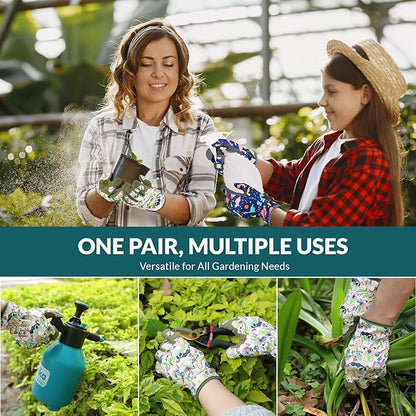 Baidast Gardening Gloves for Women Garden Gloves for Womens Thorn Proof for Women's Gifts Digging Planting Pruning Weeding(Green+White)