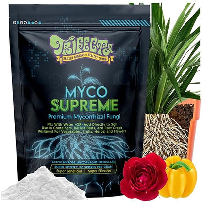 Trifecta Myco Supreme Mycorrhizal Fungi for Soil, Plant Root Stimulator, Ultra Concentrated Mycorrhizae for Strong Roots & Living Soil, Tree, Rose and Flower Care