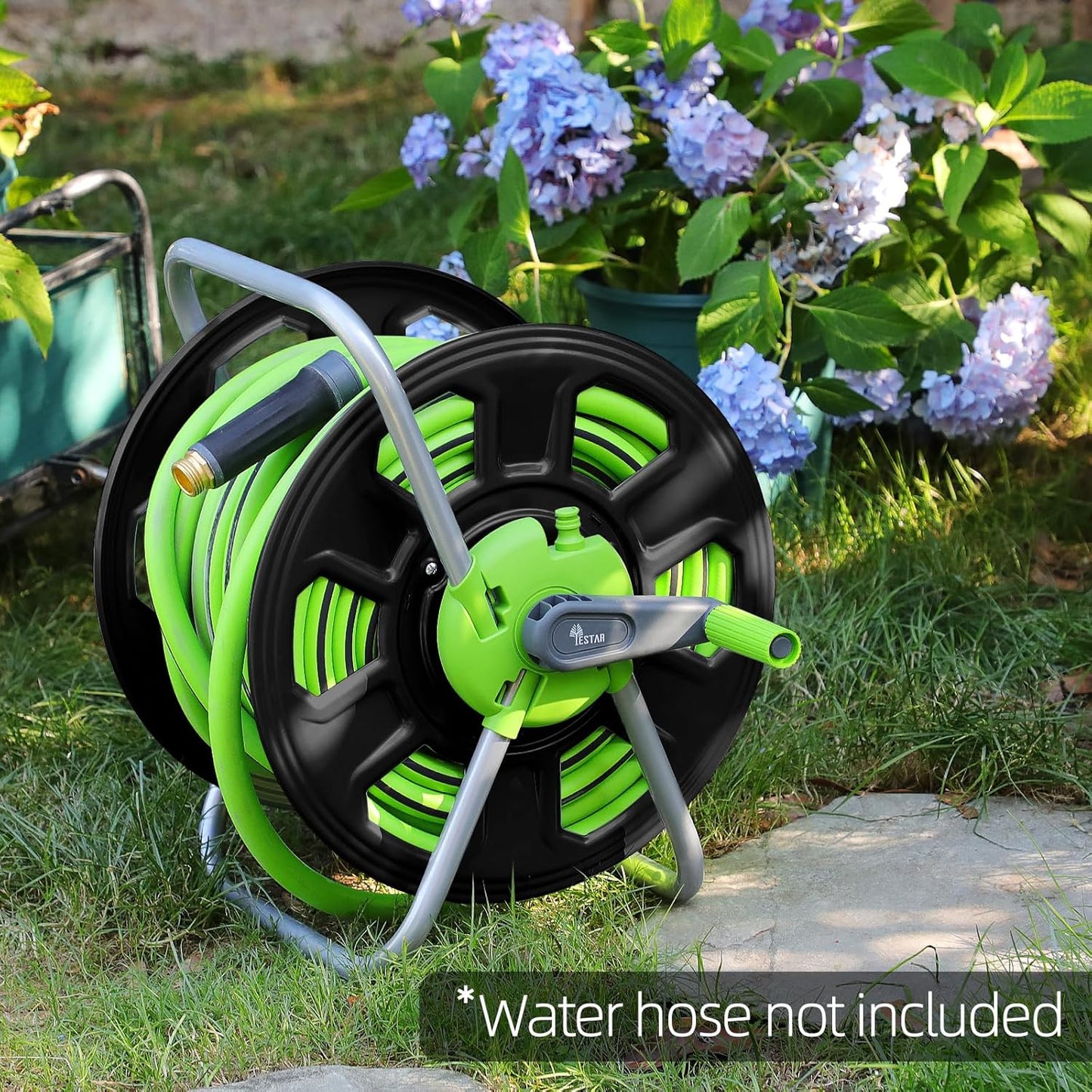 Metal YESTAR Water Hose Reel Cart,Hold 100 Ft of 5/8 Inch Hose,Portable Hose Reels for Outside.Storage and Watering