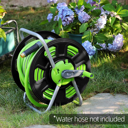 Metal YESTAR Water Hose Reel Cart,Hold 100 Ft of 5/8 Inch Hose,Portable Hose Reels for Outside.Storage and Watering