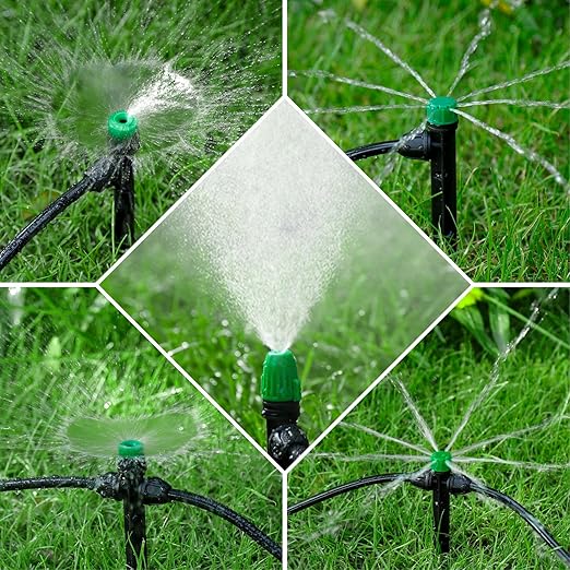 30Pcs Drip Irrigation Emitters Sprayer with Lock Barbed for 1/4" Drip Tubing - Leak-Proof Adjustable Micro Spray Drippers (4-7mm) for Garden Irrigation System (30PCS Mix Emitters)