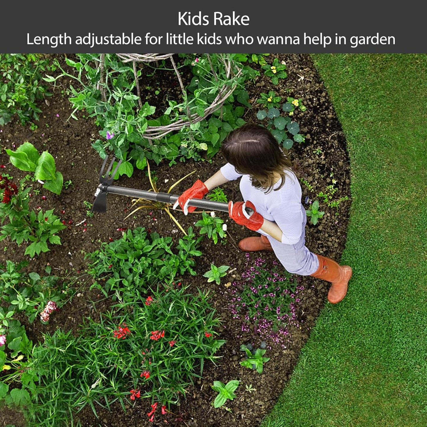 Hoe and Cultivator Gardening Hand Tools, Heavy Duty Stainless Steel Garden Hoe and 3 Fork Hand Tiller for Gardening Weeding Planting with Adjustable Handle 45 inch