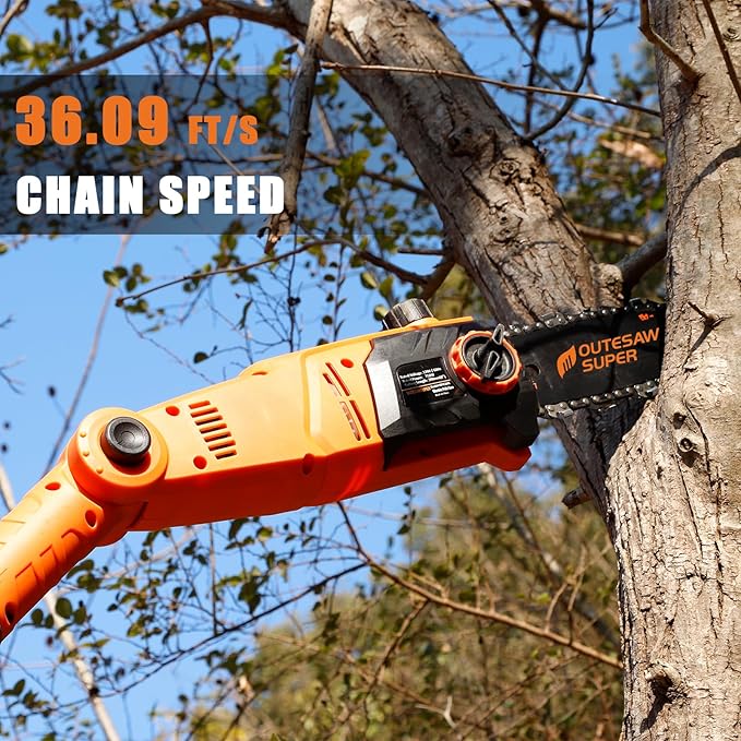 8-Inch Corded Electric Pole Saw 8-Amp Telescoping Power Pole Saw Auto Oiling Multi-Angle Pole Chainsaw for Tree Trimming Courtyard Household