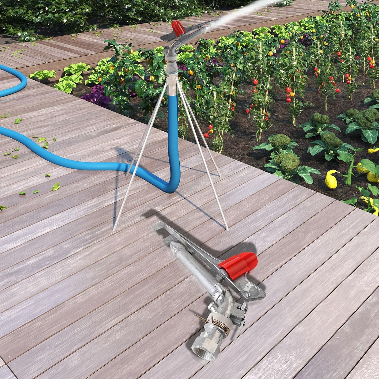 2 Pack 1.5 inch Irrigation Sprinklers, Agriculture Farm Large-Area Irrigation Spray Gun Sprinkler, 360° Adjustable Watering Sprayer Gun