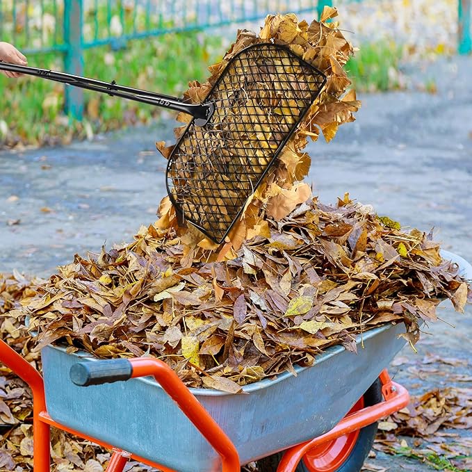 CAROD Leaf Grabber Rake with Long Handle, Lightweight Metal Leaves Rakes, Leaf Collector for Gardening, Leaf and Grass Picker Upper, Efficient and Labor-Saving Yard Rake Leaf Grabber No Bending Over