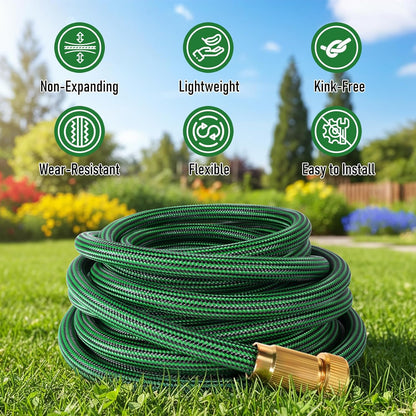 NON-EXPANDABLE Garden Hose 20 ft, Heavy Duty Flexible Water Hose, Kink Resistant Lightweight Hybrid Hose with Durable Fabric Skin, Leakproof Hose Male to Female Fittings