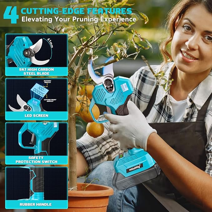 Cordless Electric Pruning Shears: 1.5-2 Inch Portable Pruning Shears Compatible with Makita 18V - Garden Pruners Tool with LCD Display