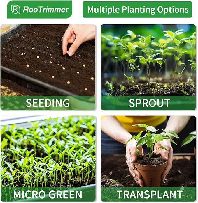 Shallow 1020 Nursery Flat Trays Specialized for Holding & Carrying 200 Cell Plug Seedling Trays (Height is 1.3"),Microgreen Germination Trays,10 Pack, No Holes (YB01, 10Pcs)