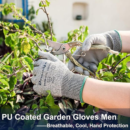 Dowellife Level 5 Cut Resistant Work Gloves for Men & Women, PU Coated Breathable Gardening Gloves, Thin Flexible Firm Grip