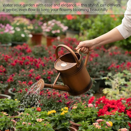 Gardenised 1 Gallon Metal Watering Can with Removable Long Spout & Sprinkler Head for Indoor & Outdoor Use Ideal for Garden Flowers Potted Plants Houseplants Modern Decorative Home Accessories, Bronze
