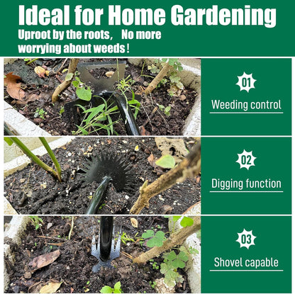 2 Pack Uprooting Weed Pulling Tools,Garden Hand Weeder Tools, Manual Multifunctional Weeders Gardening Tools for Yard and Garden(5Tines+6Tines)