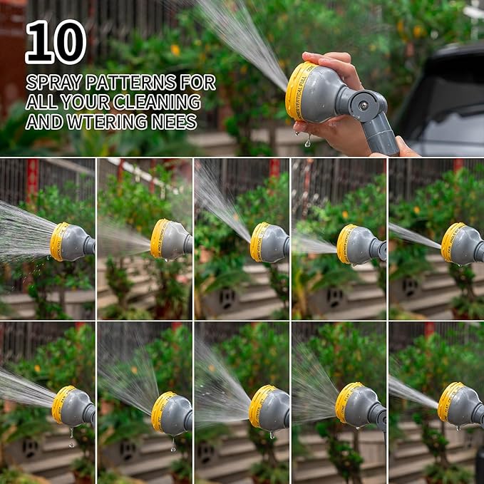29”-43”Long Telescopic Tube Metal Watering Wand,Water Hose Sprayer Nozzle,180° Swivel Head|10 Spray Patterns|Flow Control, Perfect Garden Hose Wand to Water Hanging Baskets, Shrubs