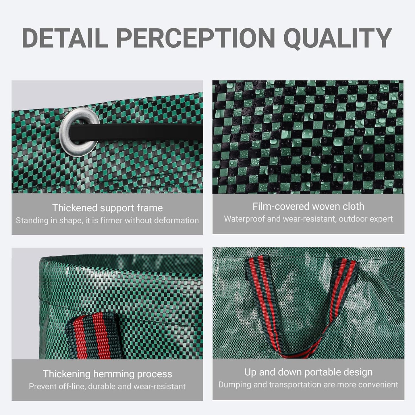 72 Gallon Yard Waste Bags, Reusable Heavy Duty Collapsible Garden Leaf Bags with Plastic Ring, Garden Waste Container for Clean Up Outdoor Debris Leaves Grass Clippings (Green, 3 Pack)