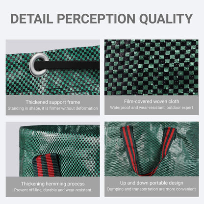 72 Gallon Yard Waste Bags, Reusable Heavy Duty Collapsible Garden Leaf Bags with Plastic Ring, Garden Waste Container for Clean Up Outdoor Debris Leaves Grass Clippings (Green, 3 Pack)