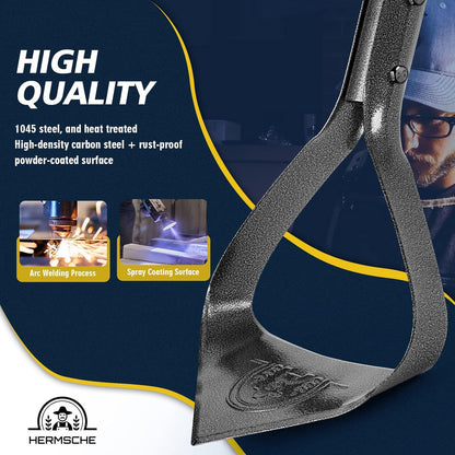 Hoe Garden Tool, Heavy Duty Triangle 52.7" Manual Weeder with Long Handle, Carbon Steel Weed Removing Action Hoe Cultivator for Weeding, Digging, Loosening Soil, Hoeing, Edging