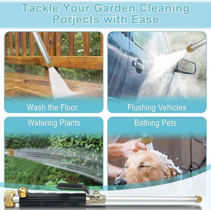 Upgraded Jet Nozzle Pressure Washer Wand for Garden Hose with 2 Different Nozzles and Hose Quick Connectors, Jet High Pressure Washer Tools for Tackling Tough Grime And Dirt with Ease