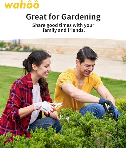 wahoo Gardening Gloves for Women, Garden Gloves with Latex Palm Coated, Breathable B.COMB AIR Technique, Pureed Pumpkin & Azure Blue, Large, 2 Pairs