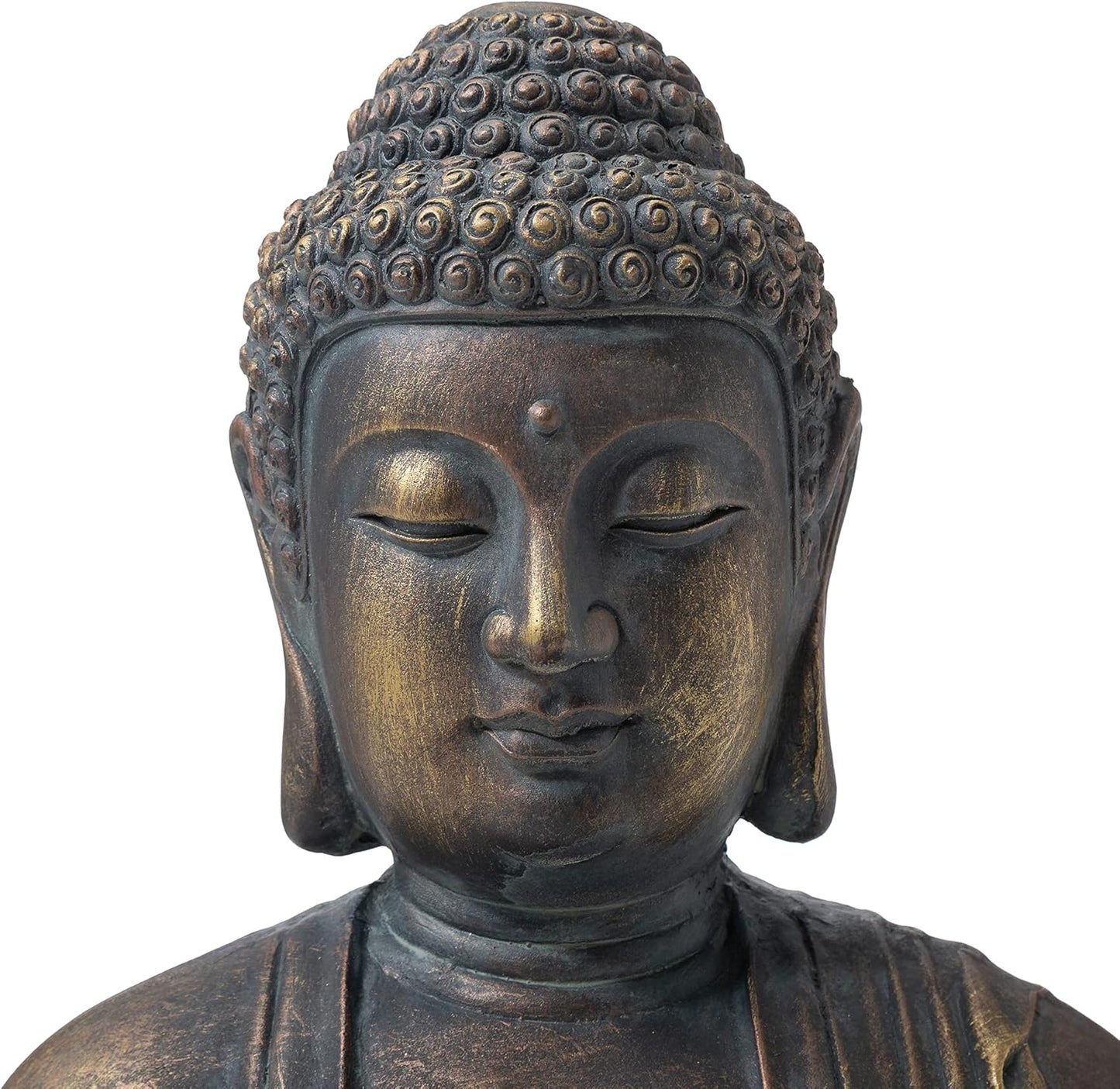 Glitzhome GH20384 22.75" Indoor Outdoor Sitting Meditating Buddha Zen Statue, 22.75 Inch Tall, Bronze