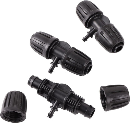 Barbed Tee ，Barb Stone 1/2 inch to 1/4 inch Irrigation Tube Anti-Drop Premium Quality Fitting (1/2" ID x 0.60’‘-0.63" OD) -20 PCS Tee