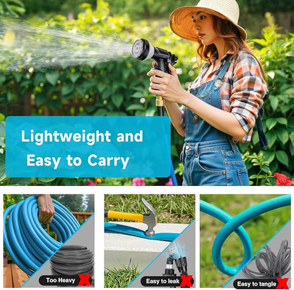 Garden Hose 50 ft, Heavy Duty Water Hose 5/8" x 50ft, New Patented Kink Free Water Hose Kink Resistance, Heavy Duty,Flexible and Lightweight, Leak Free, Burst 600 PSI, Drinking Water Safe