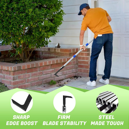Crack Weeder Tool Set, Manual Stainless Steel Crevice Weeding Tool with Adjustable Handle for Moss & Weed Removal in Driveways, Patios, Pavers, Garden Cracks