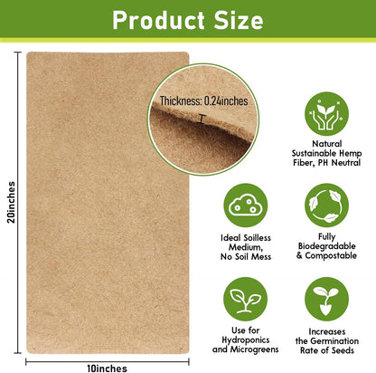 Legigo 12 Pack Hemp Grow Mat for Microgreens- 10" X 20" Hydroponic Jute Grow Pads for 1020 Growing Trays, Hemp Fiber Mats Sprouting Pads Microgreens Growing Kit for Indoor Organic Wheatgrass Sprouts