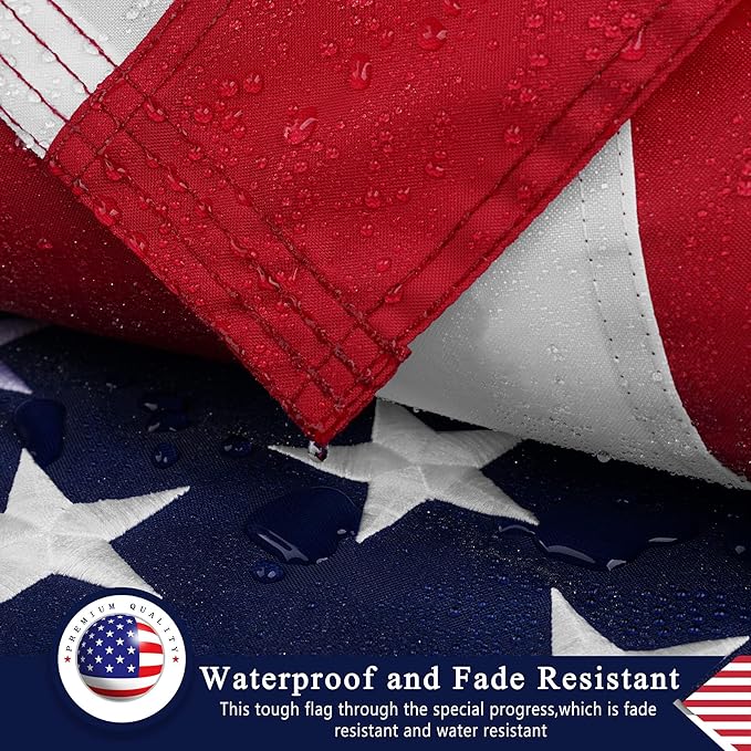 American Flag 3x5 Ft for Outside, Heavy Duty Nylon US Flags for High Wind Outdoor, Fade Resistant and Waterproof USA Flag with Embroidered Stars, Sewn Stripes, Brass Grommets