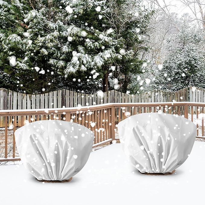 8 Pcs Plant Covers Frost Protection Bag 39.3" x 19.6" Winter Reusable Plants Jacket with Drawstring Shrub Protection Wraps Bags Frost Blanket for Winter Outdoor Garden Plants