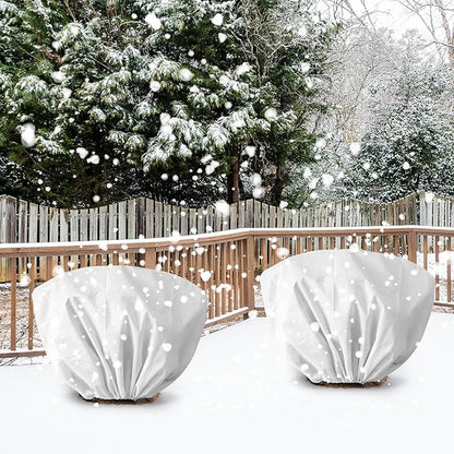 8 Pcs Plant Covers Frost Protection Bag 39.3" x 19.6" Winter Reusable Plants Jacket with Drawstring Shrub Protection Wraps Bags Frost Blanket for Winter Outdoor Garden Plants